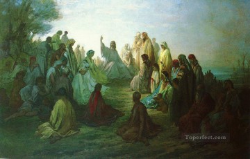 Christian Jesus Painting - JESUS PRECHANT SUR LA MONTAGNE painter Gustave Dore religious Christian